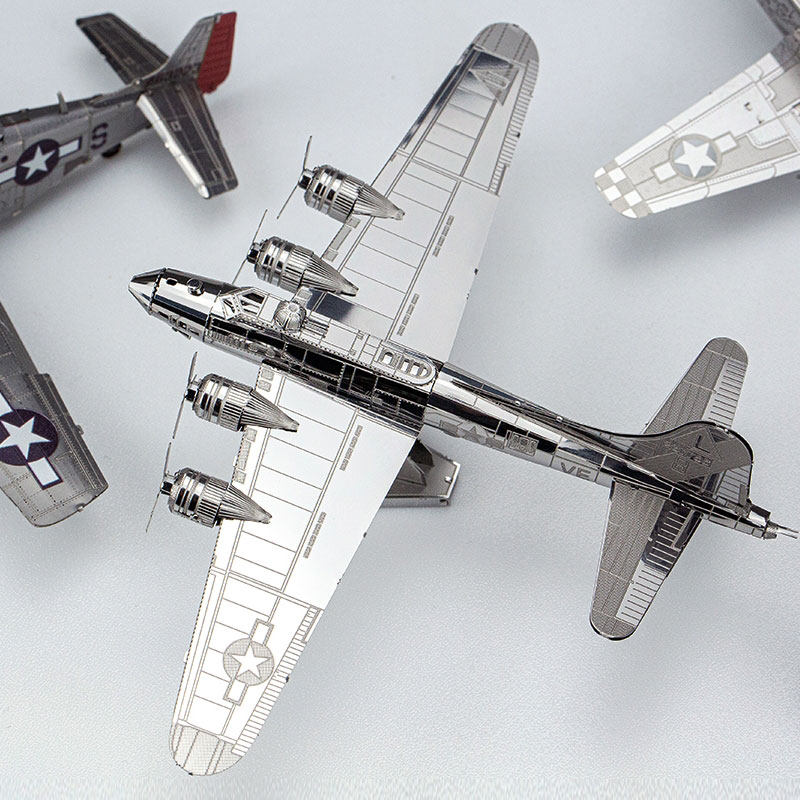 3D glue-free three-dimensional metal hand-assembled stainless steel puzzle model aircraft Fighter B17 Bomber