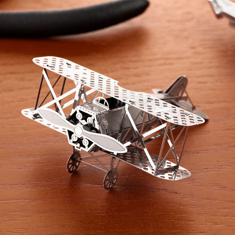 3D Glue-free three-dimensional metal assembled stainless steel puzzle model Airplane bomber Fokker biplane fighter