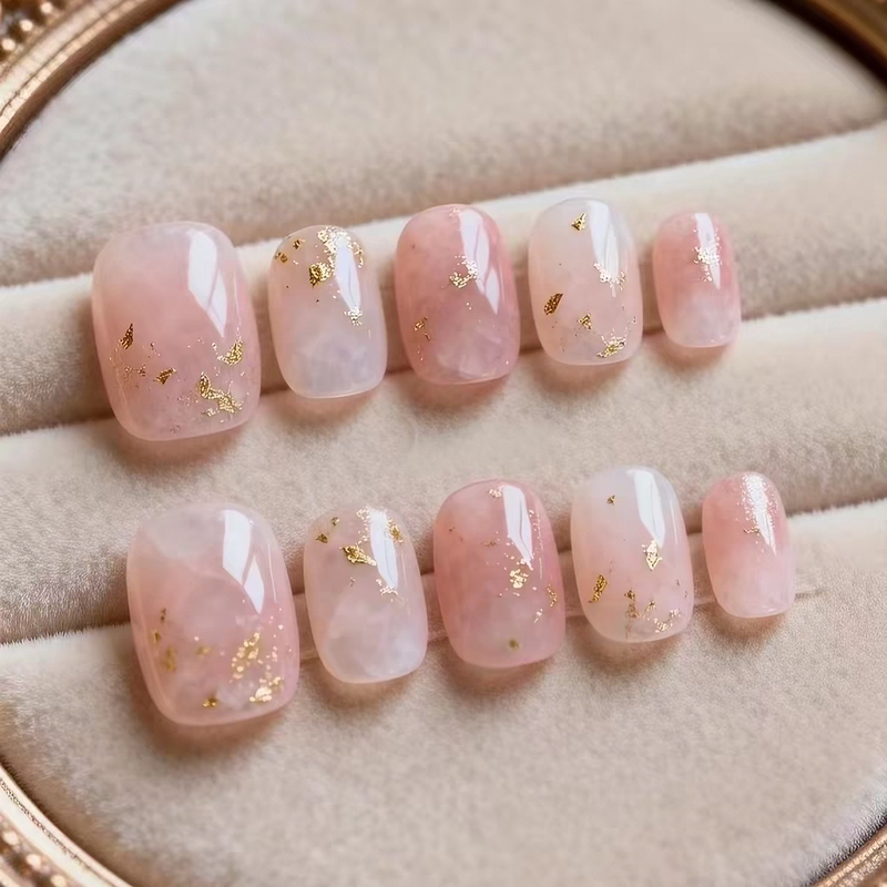 (Drunken Spring Breeze) Purely Handmade High-End Gradient Style Whitening Wearable Nail Powder Gold Nail Art Patch Short Style (Drunken Spring Breeze) Purely Handmade High-End Gradient Style Whitening Wearable Nail Powder Gold Nail Art Patch Short Style