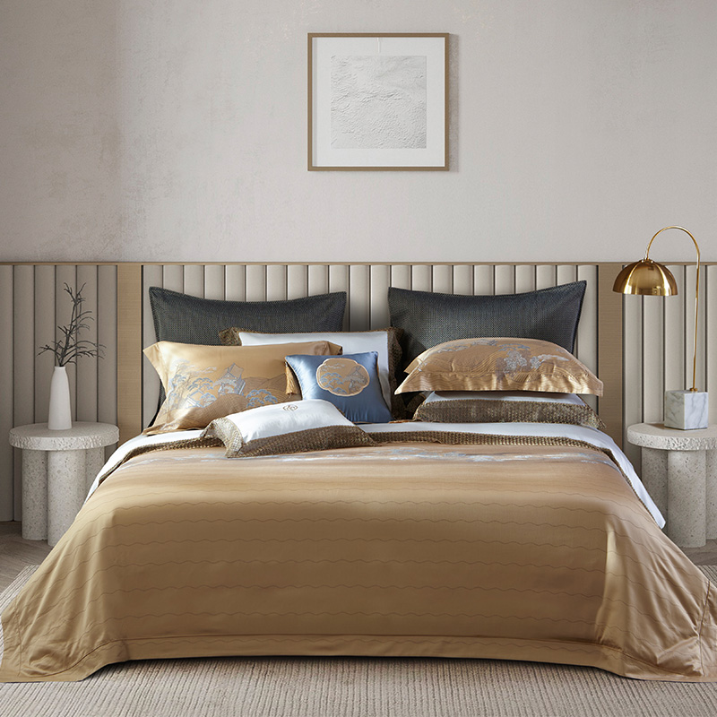 Mengjie Home Textiles 2021 counters Mengjie pure cotton yarn-dyed jacquard four-piece set is like a dream that makes the country bright 00131