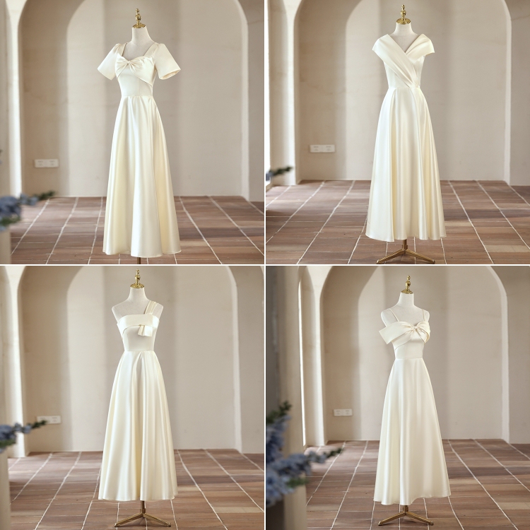 Champagne-Colored Bridesmaid Dress 2026 Summer New Satin High-End Sister Group Dress Women Can Wear Casually Niche Style