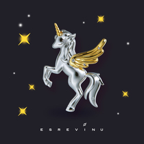 Cosmic symbol Sweet Dream * Unicorn brooch ESREVINU original design S925 Silver collectible gift