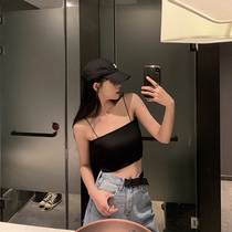 Jing Ye Knitted Vest Womens inside and outside to wear the bottom summer short cut off the shoulder sexy chest sleeveless top