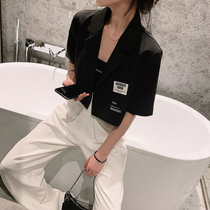 Jing Ye short sleeve blazer womens summer thin hanging Korean version of loose design sense niche black short suit