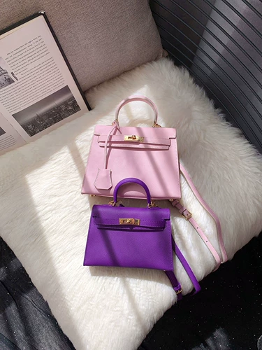 Маленькая сиреневая сумка через плечо, из натуральной кожи