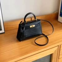 Черный, крокодиловый принт, 19 см