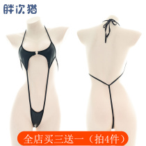 Original Conjoined Lacquer Leather Bikini Sexy High Fork Strap Hanging Neck Underwear Pyjamas Pyjamas Pyjamas New Products