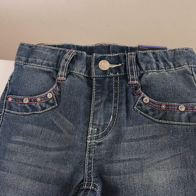 Осенние фуксиевые джинсы для детей, одежда, slim fit, европейский стиль