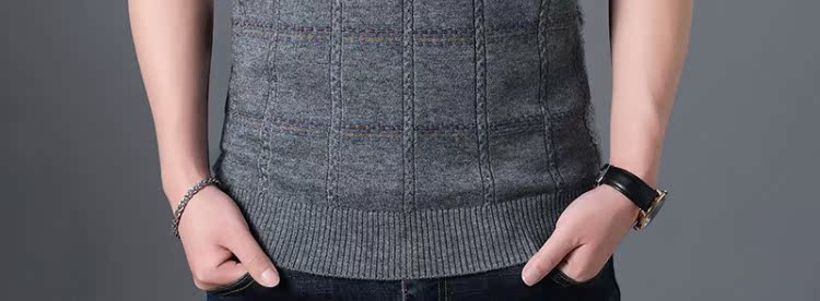 Mùa thu đông cổ áo len cổ chữ V nam không tay áo len cổ áo vai công sở giản dị áo len ấm áp vest nam cao cấp