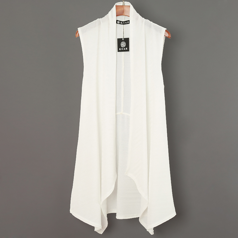 Mid-Length Vest for Men, Trendy Thin Sleeveless Cardigan, White Shawl Jacket, Korean Style Fashionable and Unique Cape Outerwear