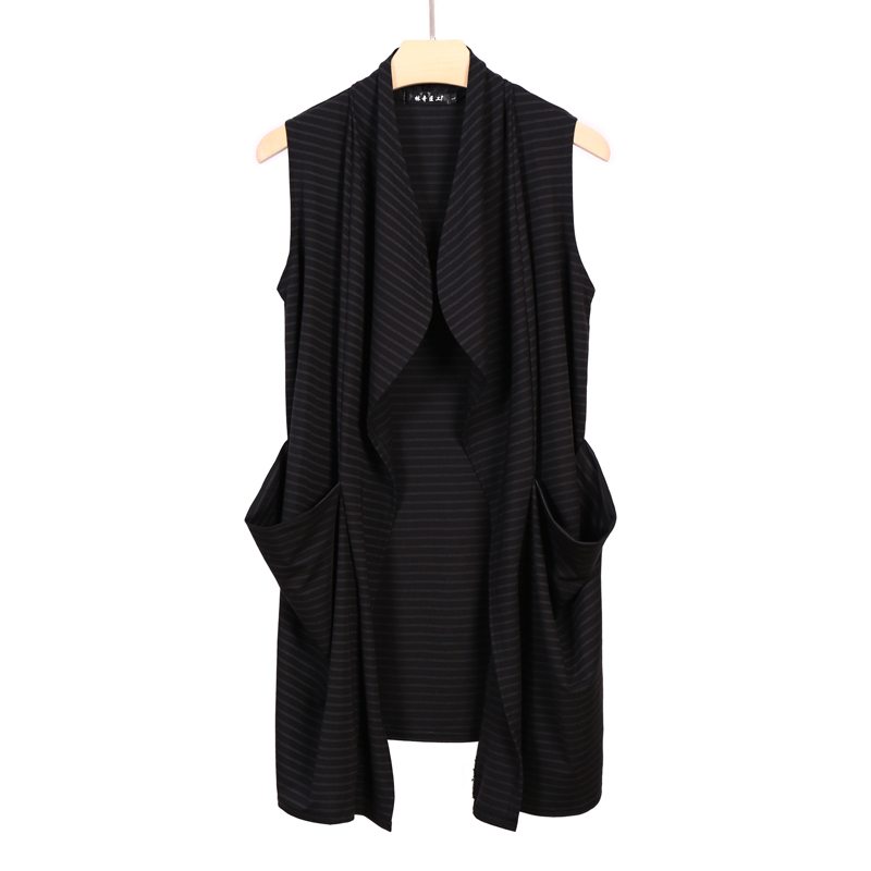 Mid-Length Cardigan Vest for Men, Striped Cape, Stylish and Trendy Sleeveless Thin Trench Coat Vest