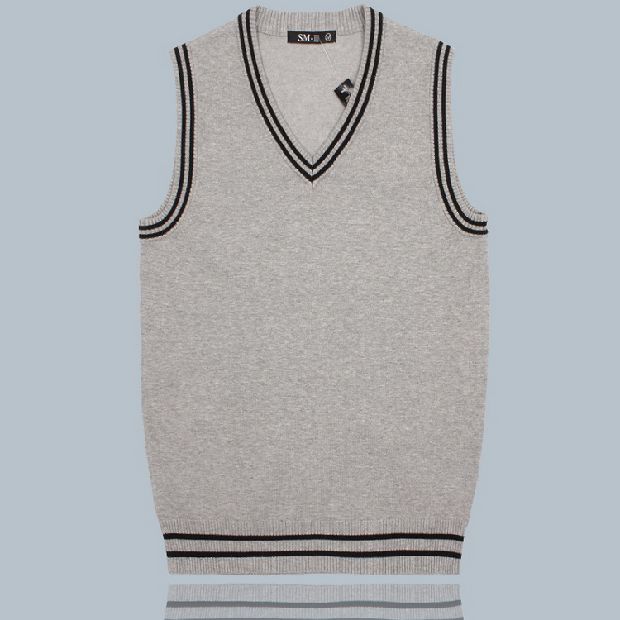 Thời trang nam vest len ​​mỏng nam phiên bản Hàn Quốc của áo len cổ chữ V không tay áo dệt kim sợi vest vest đen nam