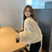 BOBO Winner 5 generations Fuexpensive curry fox fur straw jacket woman 2023 new fur coat short winter