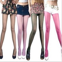 Sexy ultra-thin candy color plus color stockings Red white open file fun temptation transparent pantyhose