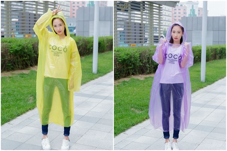 Nhà sản xuất bên ngoài hộp nhựa không mùi nhựa trong suốt cơ thể phụ nữ mỏng màu trắng cộng với giày che mưa áo mưa dùng một lần quần chia áo mưa trẻ em