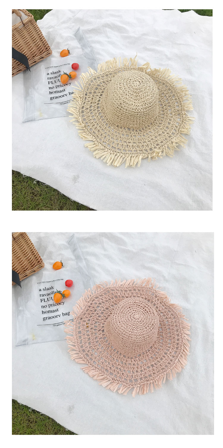 Fashion Hollow Sunscreen Big Brimmed Foldable Straw Hat display picture 7