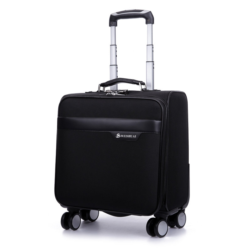 New Business Den Case Travel Small Case Lalever Box Universal Wheels Oxford Spinning 18 Inch Suitcase Waterproof Black