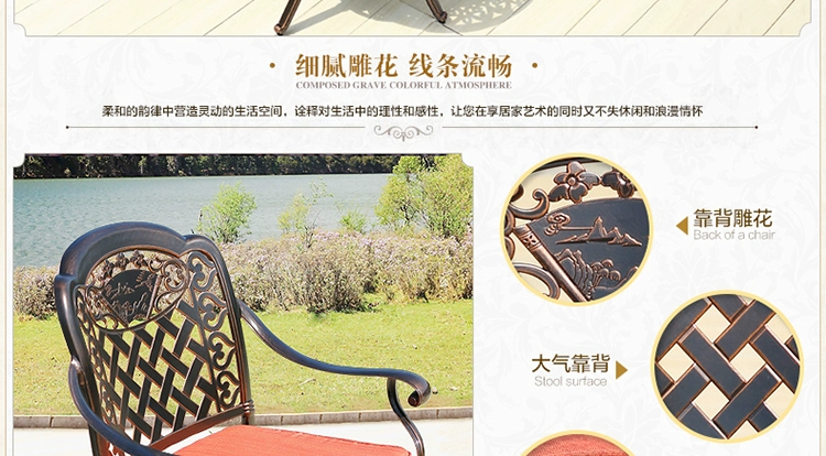 Tianyucheng bàn ghế ngoài trời ban công giải trí ngoài trời đồ nội thất ngoài trời sân vườn nướng điện bằng sắt đúc bàn ghế nhôm - Bàn ghế ngoài trời / sân ghế ban công chung cư