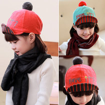 South Korea imported childrens hat cap female baby spring and autumn baby baseball cap hairball Korean version of infant baby baby