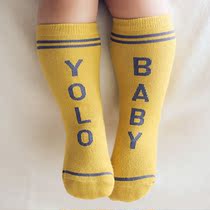 Korean baby socks spring and autumn Joker baby socks letter children floor socks for boys and girls tide socks