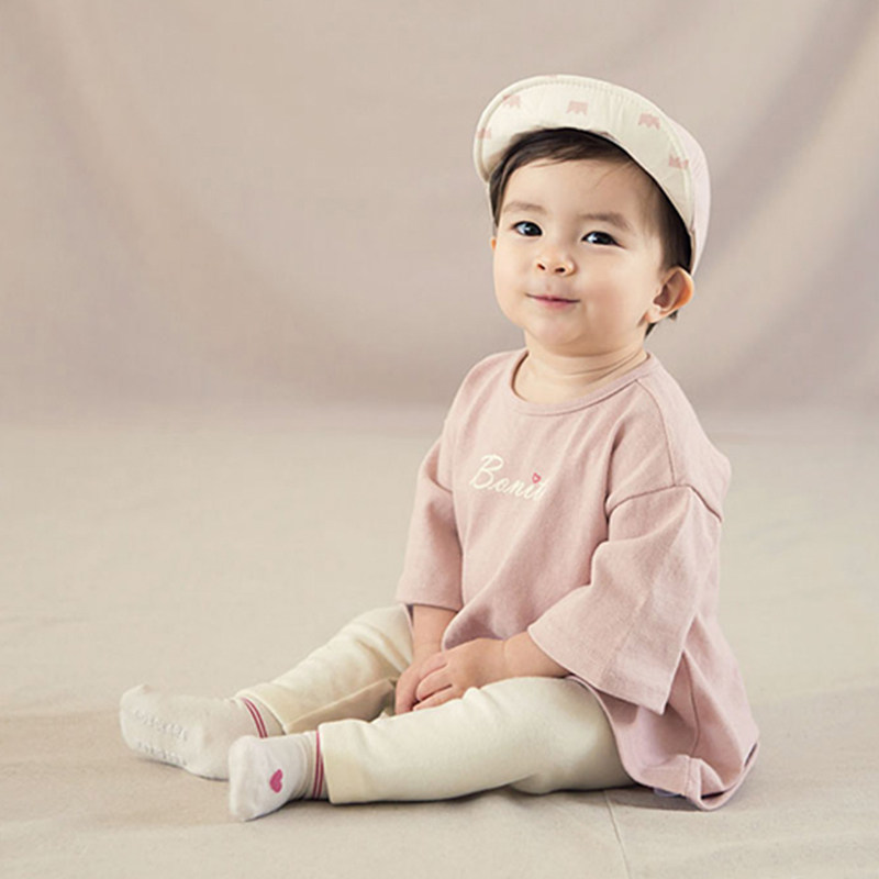 South Korean imported female baby clothes Spring and autumn children beating undershirt clothing and infant pure cotton T-shirt 70%-sleeve child clothing