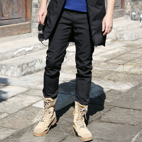 雪丘岛 Дорожные зимние однотонные водоотталкивающие удерживающие тепло дышащие мужские бархатные штаны