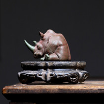 Famous purple sand rhinoceros watching the moon can raise tea pets original Yixing boutique fully handmade lucky tea toy cover