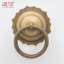 Far Confucian bronze sculpture Chinese antique indoor flower gate handle tea can cover copper handle YRH0642 copper ring