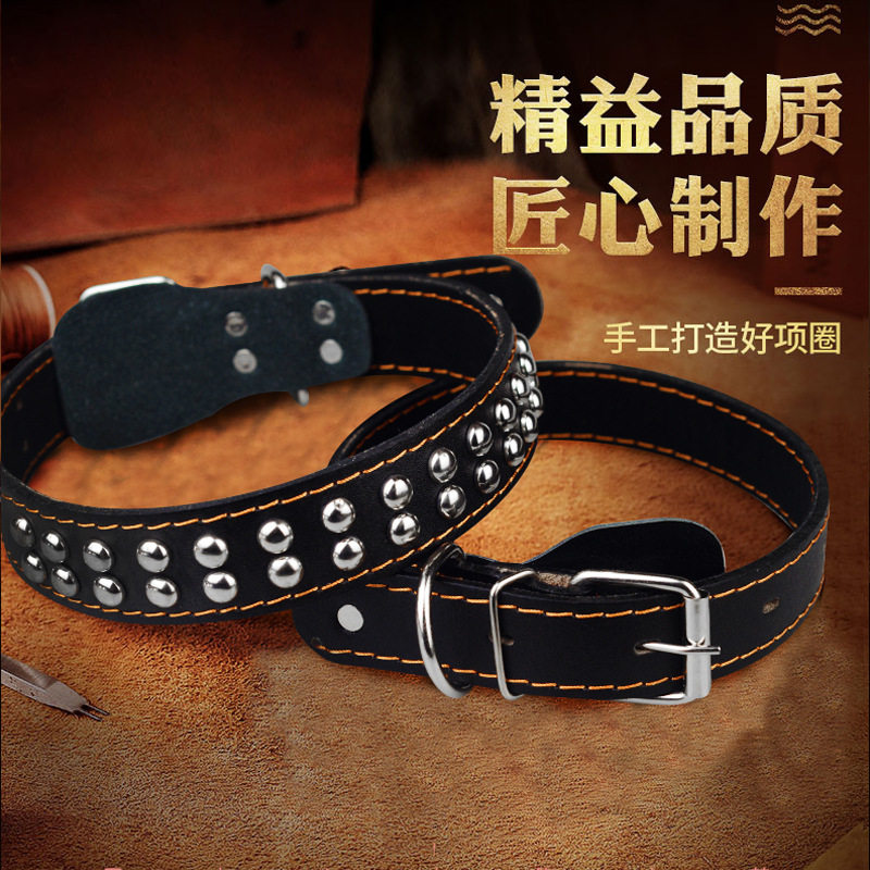Pet dog cat leash medium and large dogs explosion-proof rush out dog supplies dog chain cowhide collar tie dog leash