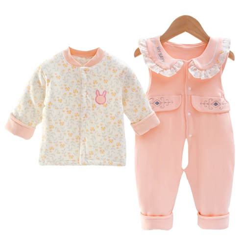 Милый осенний комплект для девочек для принцессы для раннего возраста, хлопковый стеганый комбинезон