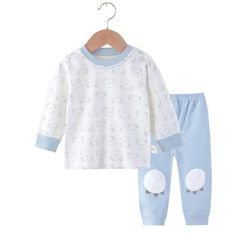 Chúc mừng Gấu bé Thu Pants Set tinh khiết bông Xuân Thu Pyjama vai Nút quần áo Em bé Underwear Set.