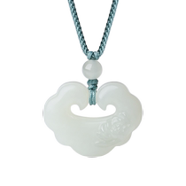 Zhou Taisheng Hetian Qingbai Jade Ruyi Pendant Female Jade Lotus Peace Lock Couple Pendant Necklace for Girlfriend