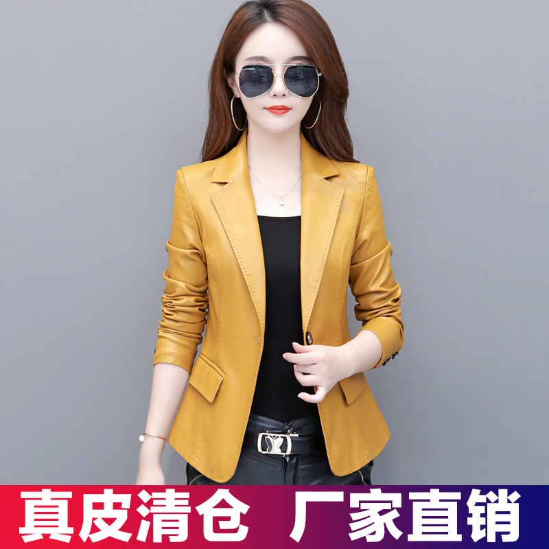 2021 Fall New Henning Genuine Leather Leather Clothing Female short leather Picey jacket Slim Leather Jacket Women's Jacket Tide