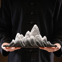 Creative ceramic fake mountain pendulum landscape-made viewing living room entrance Bogu soft decorations in the wine cabinet