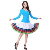 Чистый синий маленький V -Neck+юбка из белого цвета