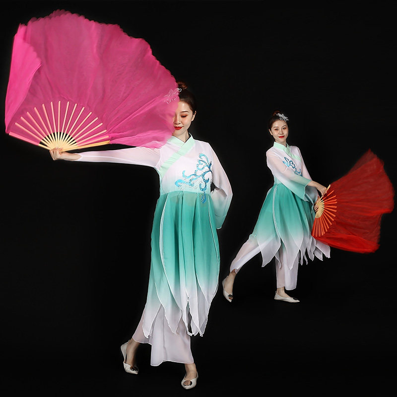 舞蹈扇子第五套海派秧歌广场舞双面加长纱扇|新手也能跳得美!-更多舞蹈配饰-淘宝百科网