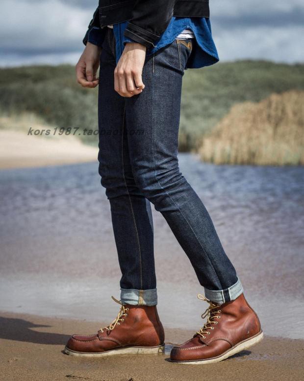 NUDIE LEAN DEAN DRY JAPAN SELVAGE Italian heavy red ear cow
