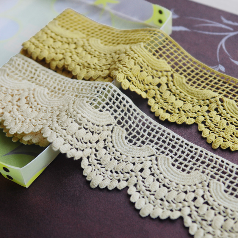 8cm Wide Cotton Lace Ginger Yellow Black and White Clothing Decorative Fabric Handmade Accessories Hollow Crochet Water-Soluble Lace 8cm Wide Cotton Lace Ginger Yellow Black and White Clothing Decorative Fabric Handmade Accessories Hollow Crochet Water-Soluble Lace