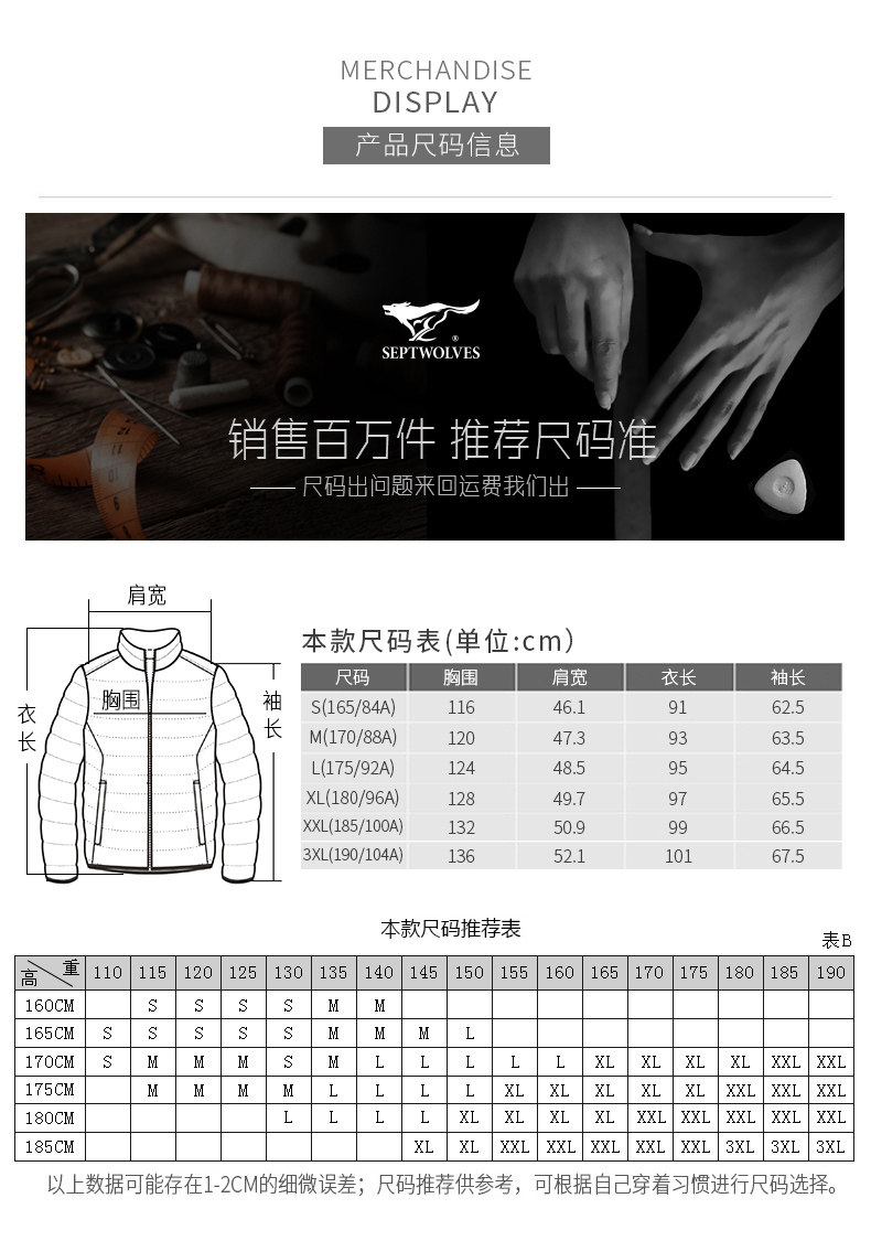 七匹狼 男士加厚中长款 貉子毛领羽绒服 90%充绒 图7