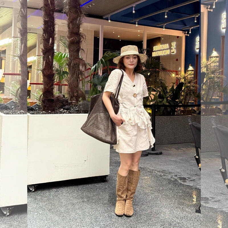Ye Dafei Ydfstudio Niche Nordic Travel Style European Mesh Patchwork Waist-Cinching Top + Skirt Set