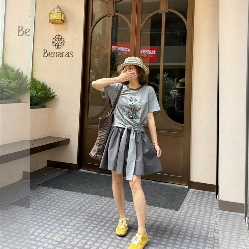 Ye Dafei Ydfstudio Niche Brand Cat Fantasy Summer Cartoon Cat Beaded Design Slimming Dress Ye Dafei Ydfstudio Niche Brand Cat Fantasy Summer Cartoon Cat Beaded Design Slimming Dress