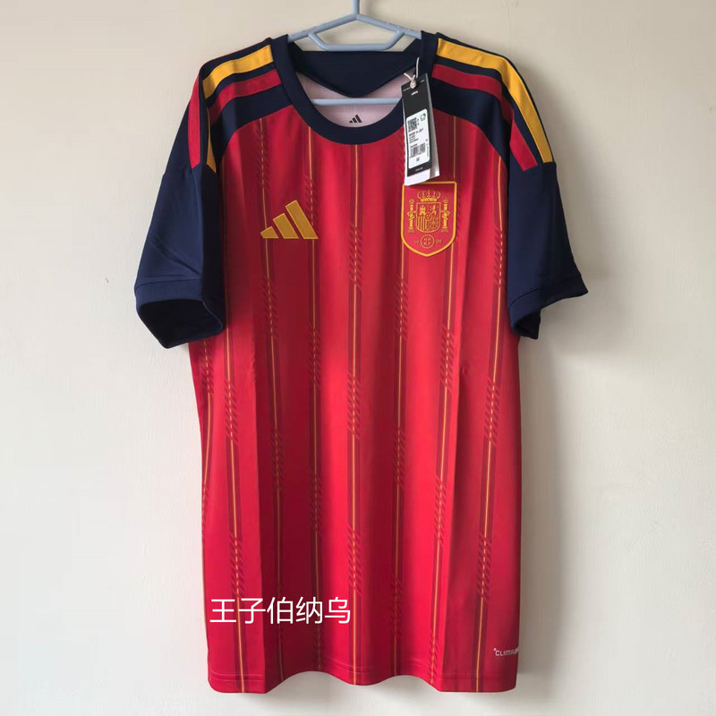 Spain 2026 World Cup Home Jersey, with Number 19 Yarmolinsky and Other Names Printed, Jn4390 Spain 2026 World Cup Home Jersey, with Number 19 Yarmolinsky and Other Names Printed, Jn4390