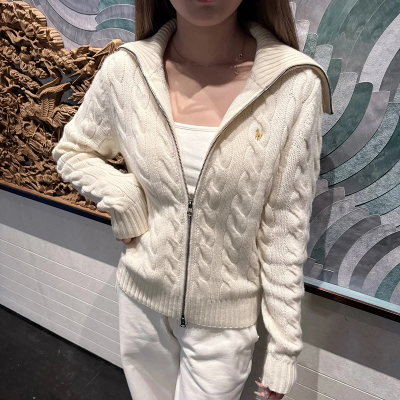 Shenzhen Nanyou! Celebrity-Style Pony Embroidery Navy Collar Wool Knit Sweater for Women, Cable Knit New Year Sweater