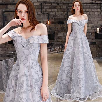Evening dress female 2022 new banquet noble and elegant long one-shoulder dignified atmosphere birthday art examination dress skirt