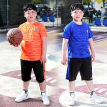 Fat boy short-sleeved basketball suit sports suit summer big boy boys fat plus ball clothes Quick-drying thin breathable