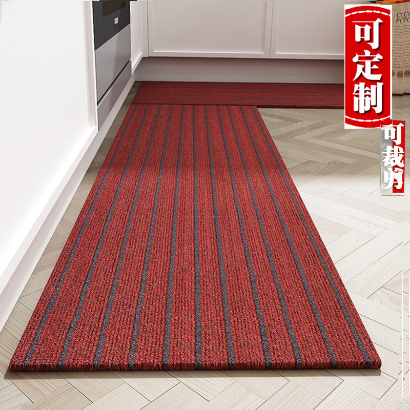 Custom cut minimalist modern stripe Kitchen Ground Mat Strip Carpet Suction Non-slip Anti-Oil Mat Trampled Foot Mat