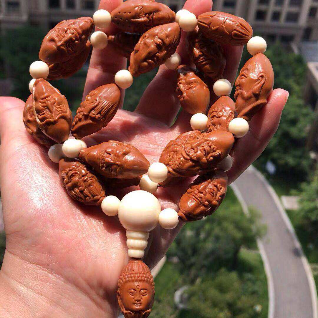 South Worker Artisan Engraving Iron Core Olive Core 8 Rohan Long string Collection Wen Play Master Sculpted Male Money Chain