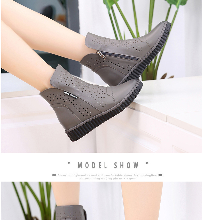 Booties nữ phẳng mùa xuân và mùa hè 2018 new hollow nữ khởi động giản dị dép rỗng da mềm mại dưới giày nữ