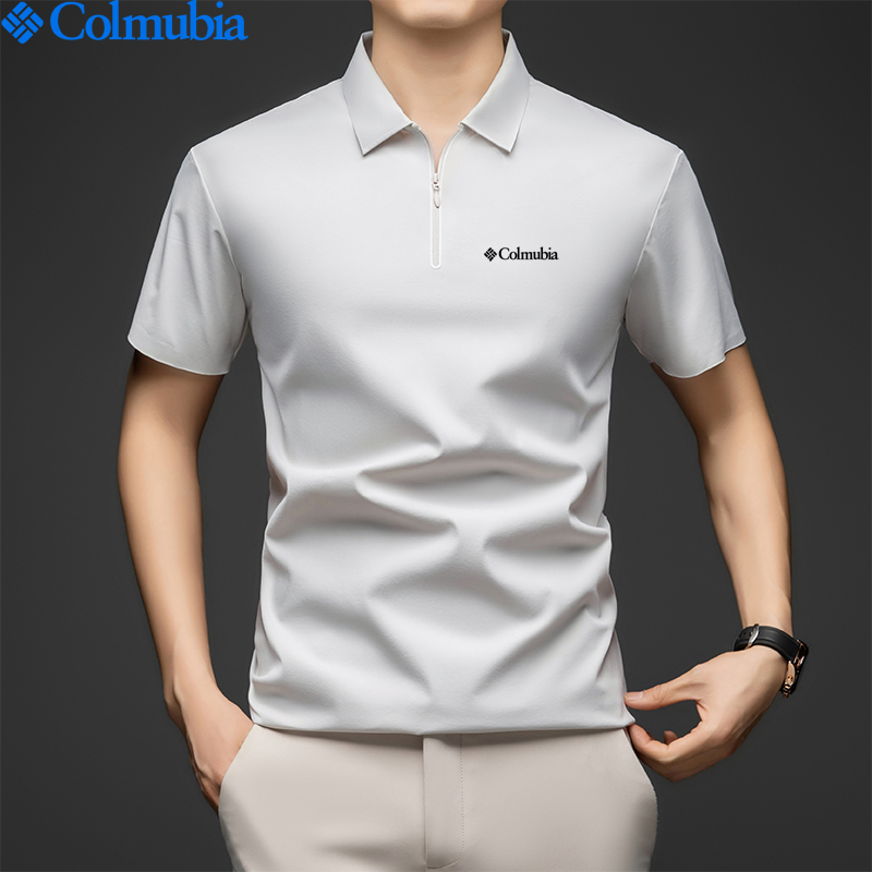 Colombian Sports Outdoor Summer Men's Lapel Short Sleeve Half-Zip Polo Shirt Business Casual Breathable Ice-Feel T-Shirt