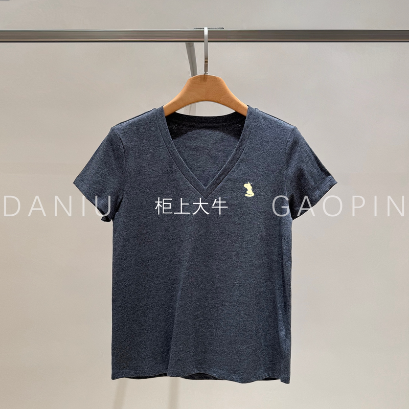 Rl Original Single Item 2026 Summer Classic Loose-Fit Cotton Jersey V-Neck T-Shirt Rl27977